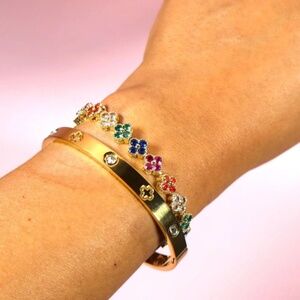 Colorful Bracelet Set Rainbow Flowers Bracelet with Zircon